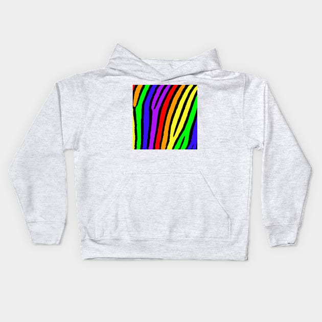 Rainbow Zebra Print Kids Hoodie by BlakCircleGirl